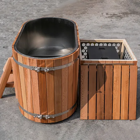 Red cedar cold tub with 304 stainless steel liner 005 — detail 5