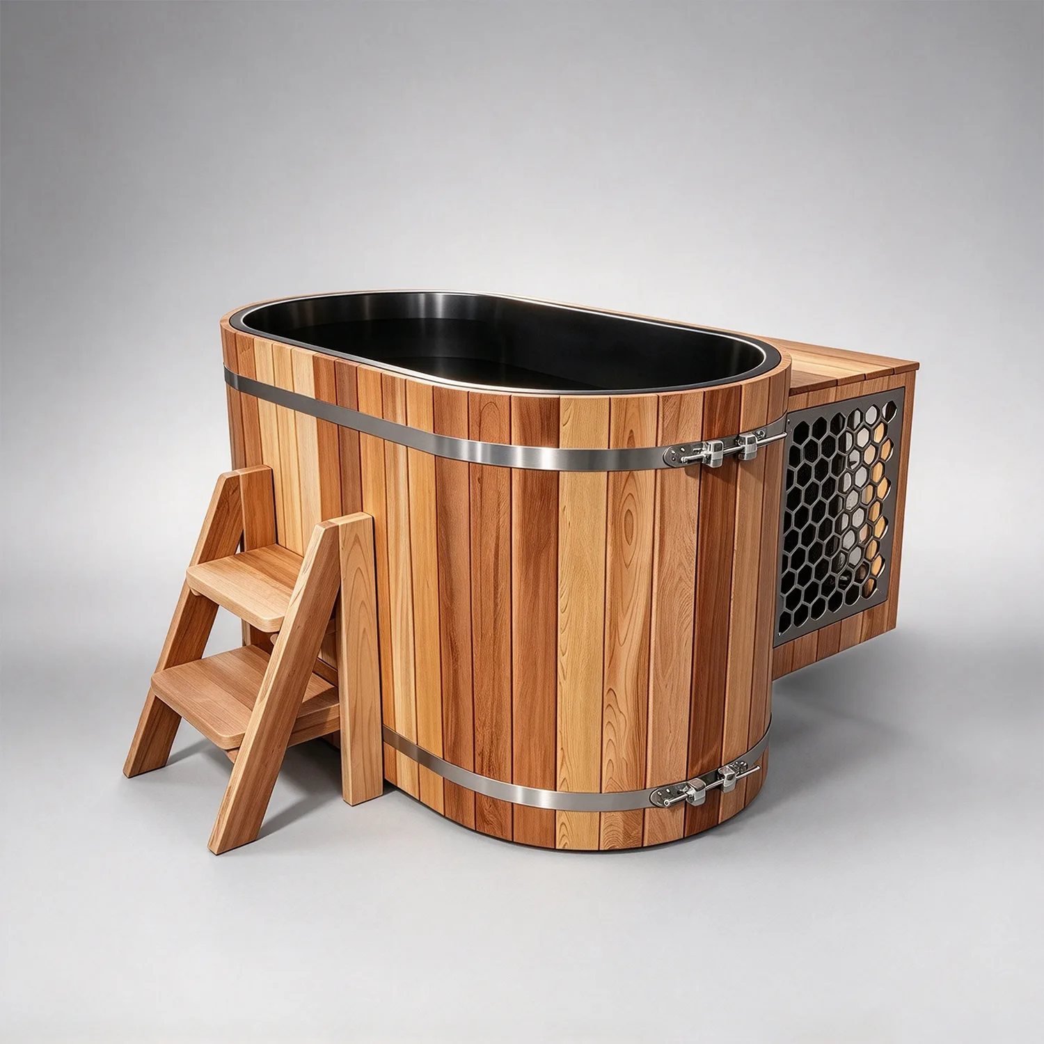 Red cedar cold tub with 304 stainless steel liner 005