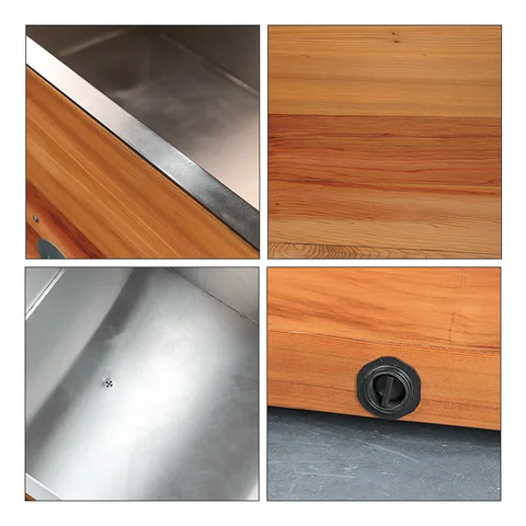 Red cedar cold tub with 304 stainless steel liner 007 — detail 7