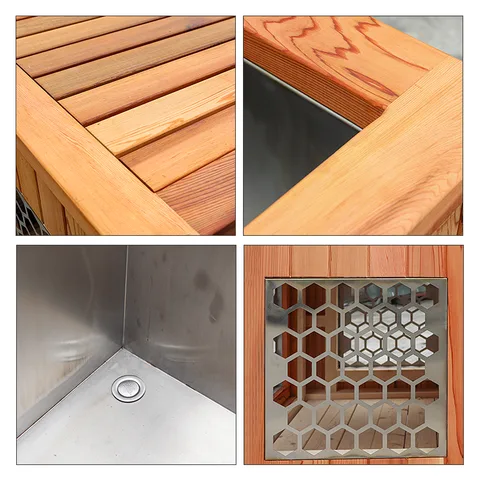 Red cedar cold tub with 304 stainless steel liner 013 thumbnail 5